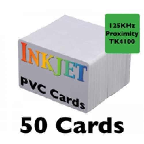 50 Inkjet PVC Cards with 125kHz Proximity Chip (TK4100)