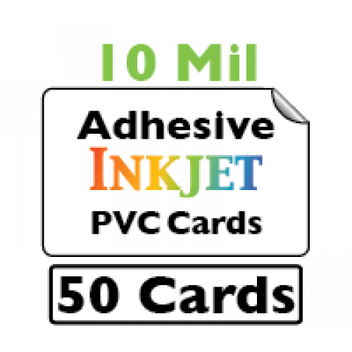 50 Inkjet PVC Cards with Adhesive Backing (10 Mil)