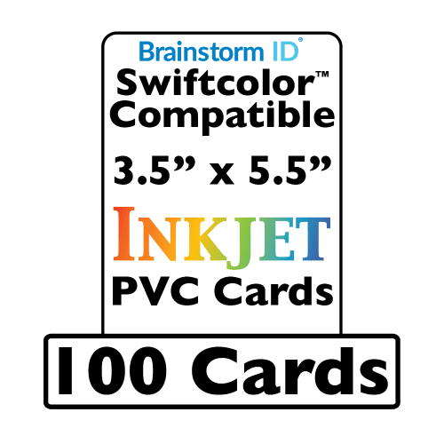 100 Conference Badge Size Inkjet PVC Cards (3.5 x 5.5 inch) - For Swiftcolor Large Format Printers