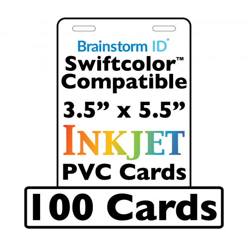 100 Conference Badge Size Inkjet PVC Cards (3.5 x 5.5 inch) w/ 2 Slots - For Swiftcolor Large Format Printers