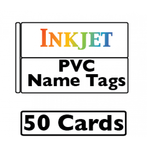 50 Inkjet PVC Name Tag Cards 3" - 2-Up