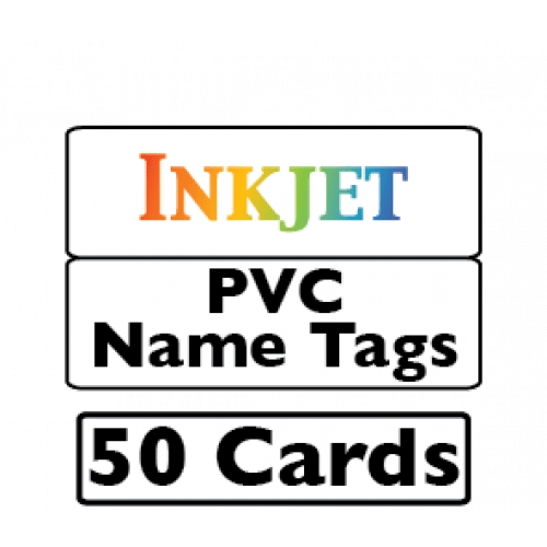 50 Inkjet PVC Name Tag Cards 3.375" - 2-Up