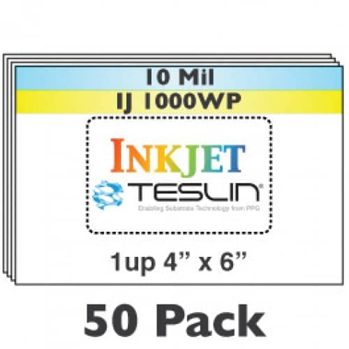 Inkjet Teslin 1-Up Perforated 4" x 6" Sheets - 50 Pack