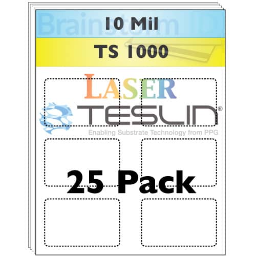 Laser Teslin 8-Up Perforated Synthetic Paper - 25 Pack