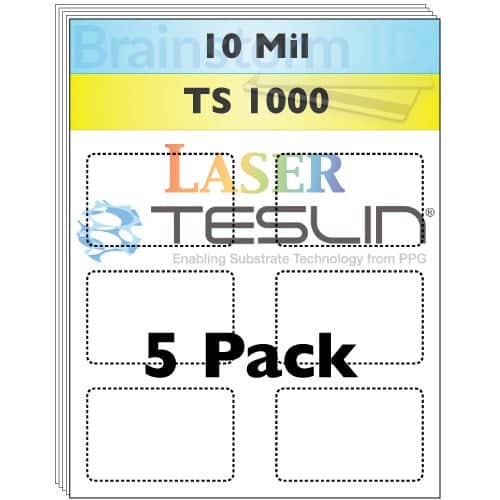 Laser Teslin 8-Up Perforated Synthetic Paper - 5 Pack