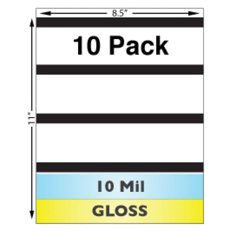 10 Mil Gloss w/ 1/2" HiCo Mag Stripe Full Sheet Laminate - 10 Pack