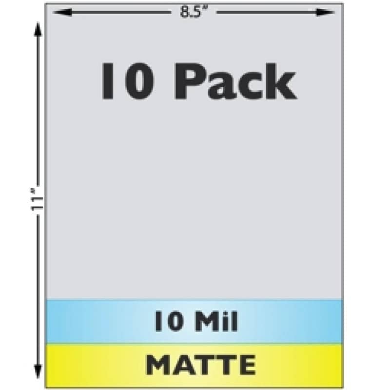 10 Mil Matte Full Sheet Laminate - 10 Pack