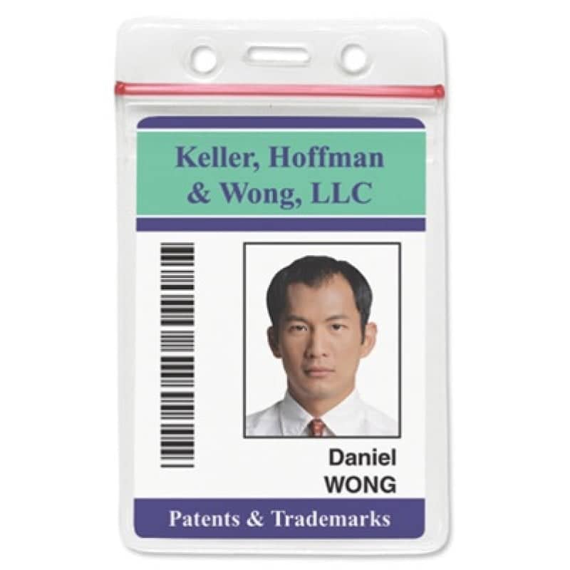 Vertical Resealable Badge Holder w/ Slot & Chain Holes