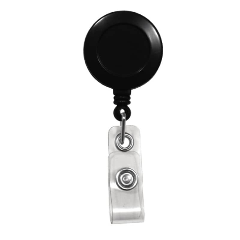 Badge Reel with Strap & Belt Clip - Black