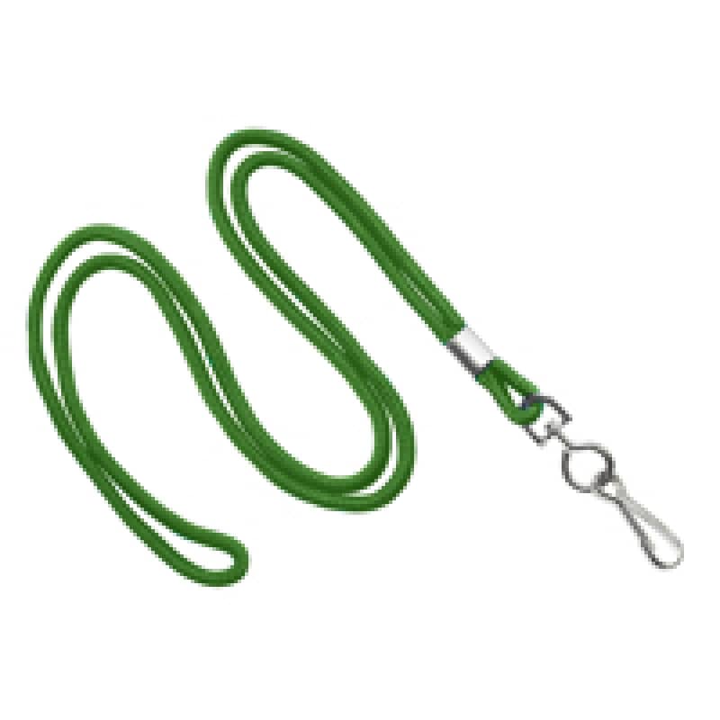 1/8" Round Lanyard with Swivel J-Hook - Green