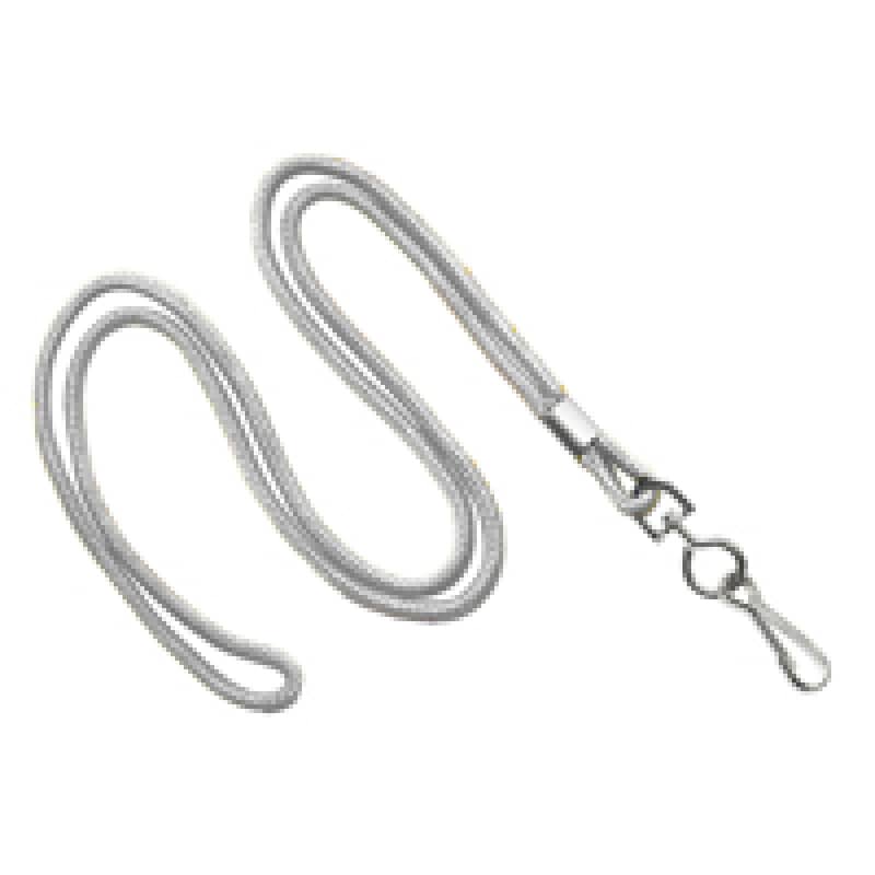 1/8" Round Lanyard with Swivel J-Hook - White