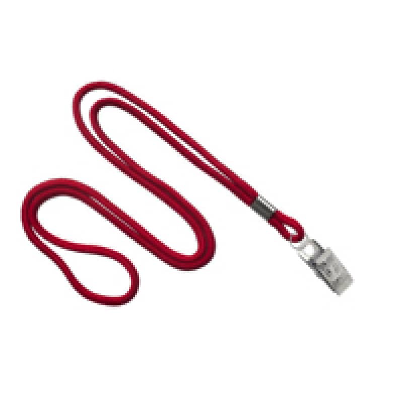 1/8" Round Lanyard with Bulldog Clip - Red