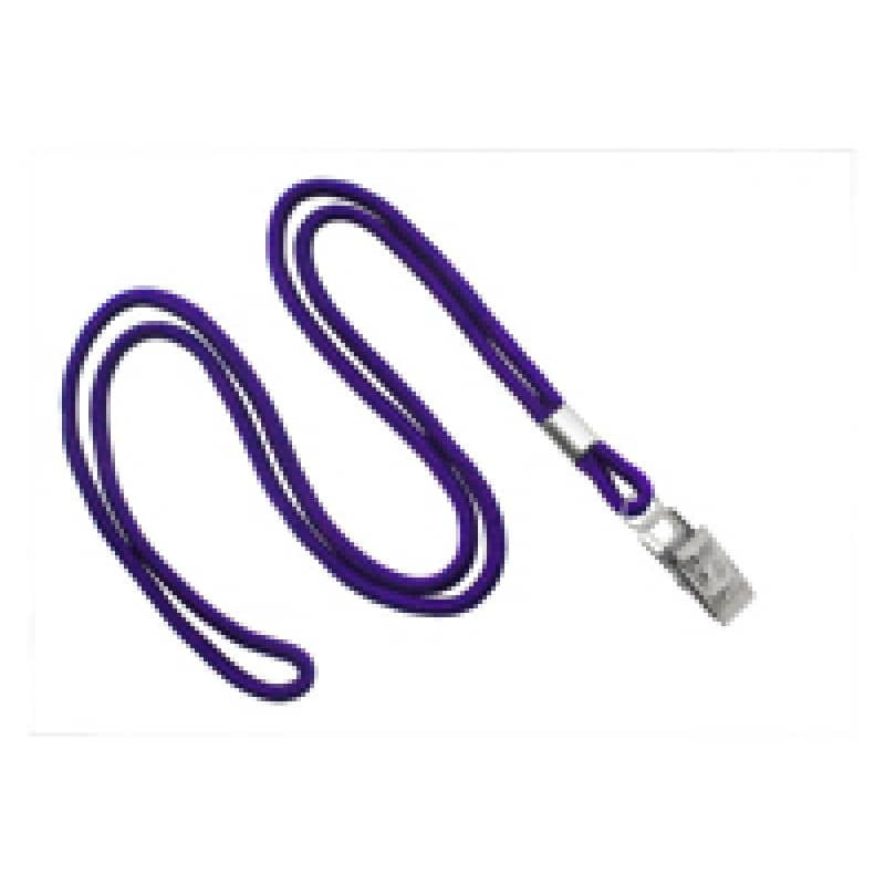 1/8" Round Lanyard with Bulldog Clip - Purple