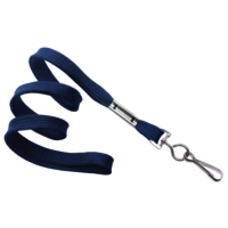 3/8" Flat Braid Lanyard with Swivel J-Hook - Navy Blue
