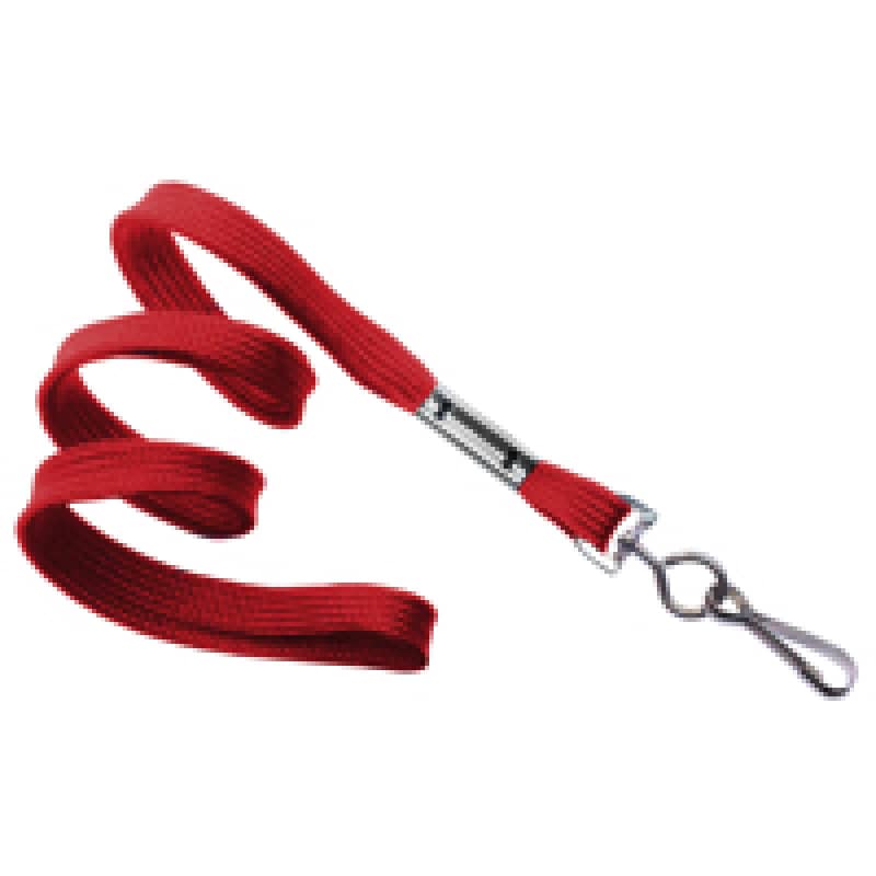 3/8" Flat Braid Lanyard with Swivel J-Hook - Red