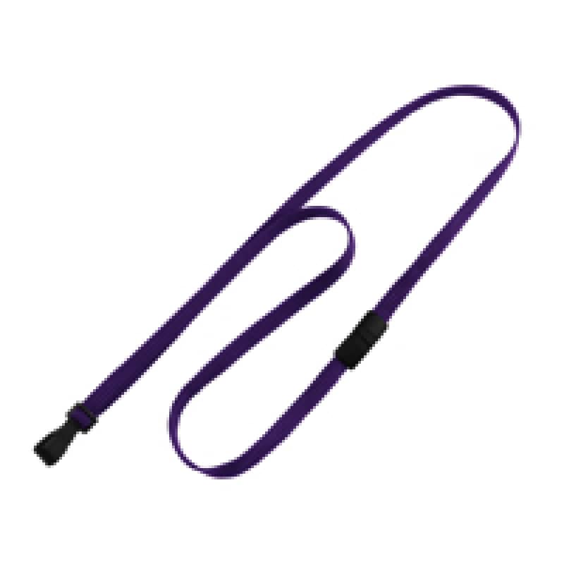 3/8" Flat Braid Breakaway Lanyard w/ Wide Plastic Hook - Purple