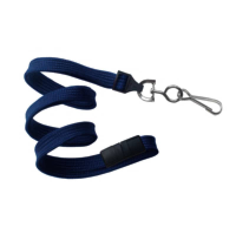 3/8" Flat Braid Breakaway Lanyard w/ Swivel J-Hook - Navy Blue
