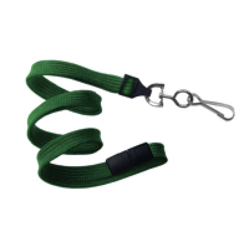 3/8" Flat Braid Breakaway Lanyard w/ Swivel J-Hook - Green