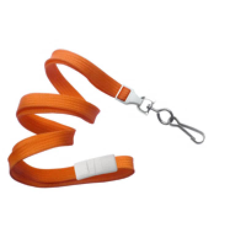 3/8" Flat Braid Breakaway Lanyard w/ Swivel J-Hook - Orange