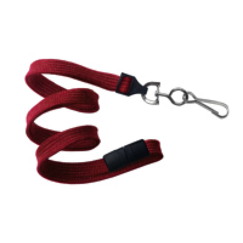 3/8" Flat Braid Breakaway Lanyard w/ Swivel J-Hook - Red