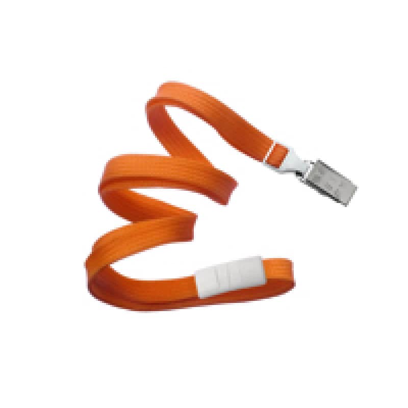 3/8" Flat Braid Breakaway Lanyard w/ Bulldog Clip - Orange