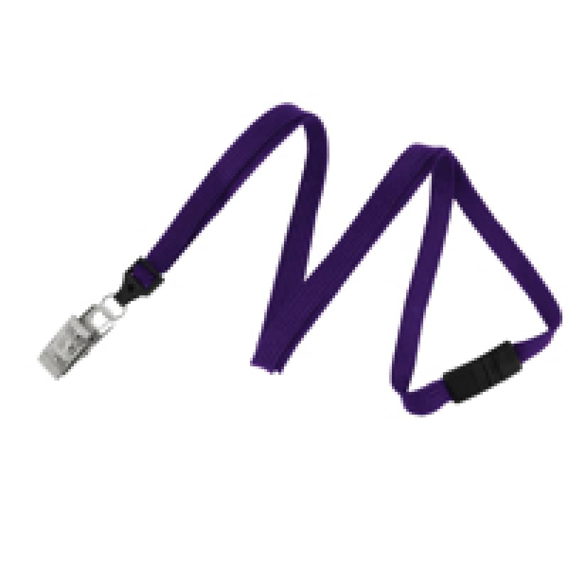 3/8" Flat Braid Breakaway Lanyard w/ Bulldog Clip - Purple