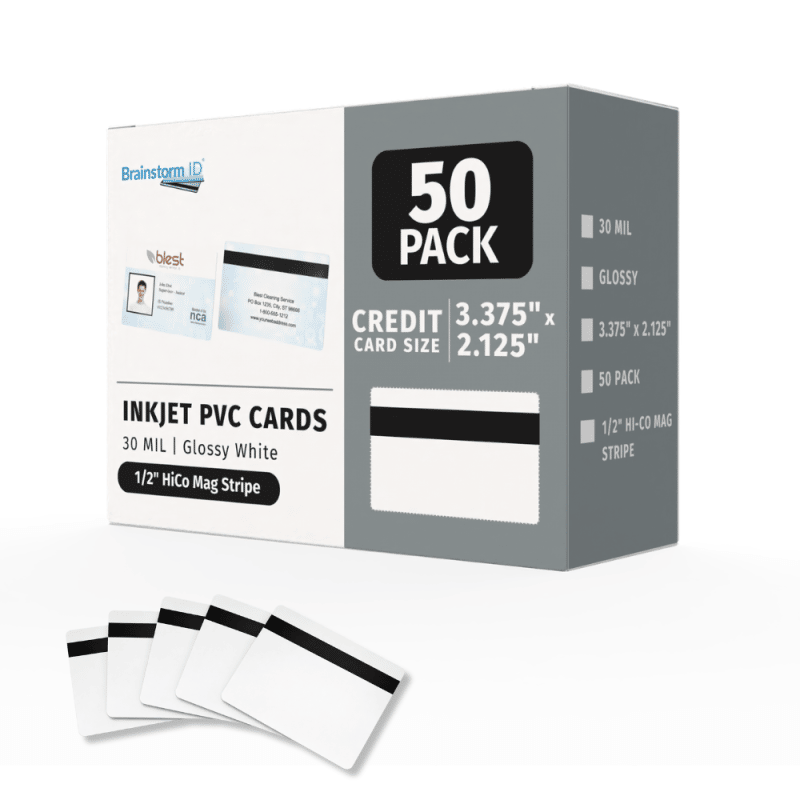 50 Inkjet PVC Cards (30 mil) with HiCo Mag Stripe