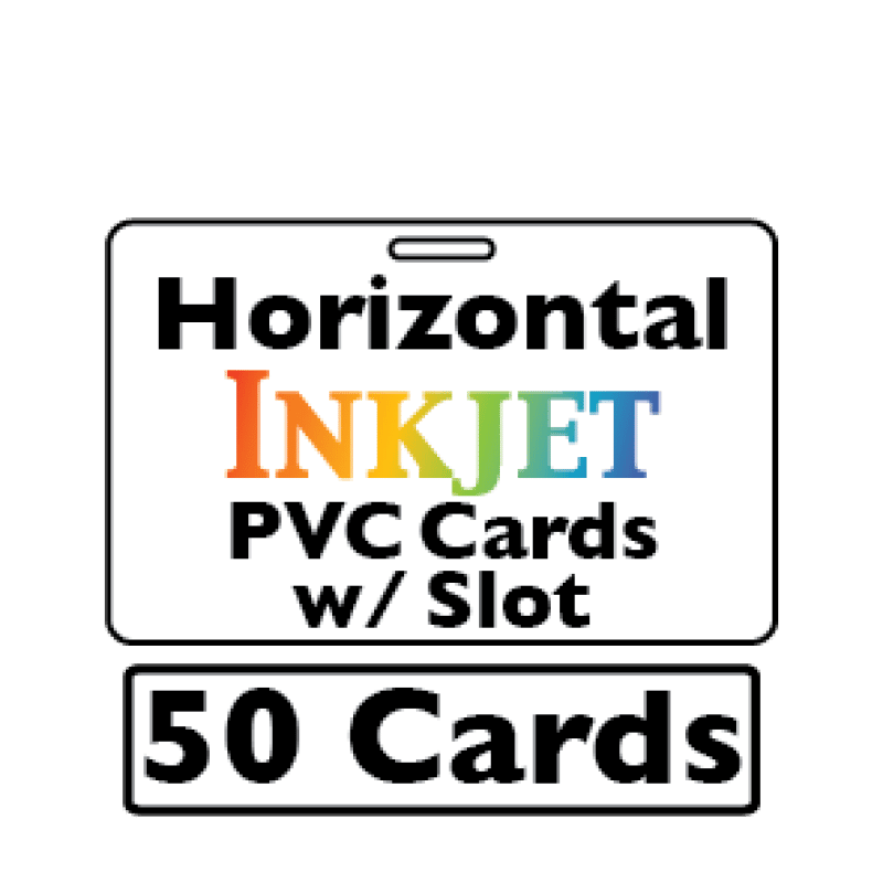 50 Inkjet PVC Cards - w/ Slot (Horizontal)
