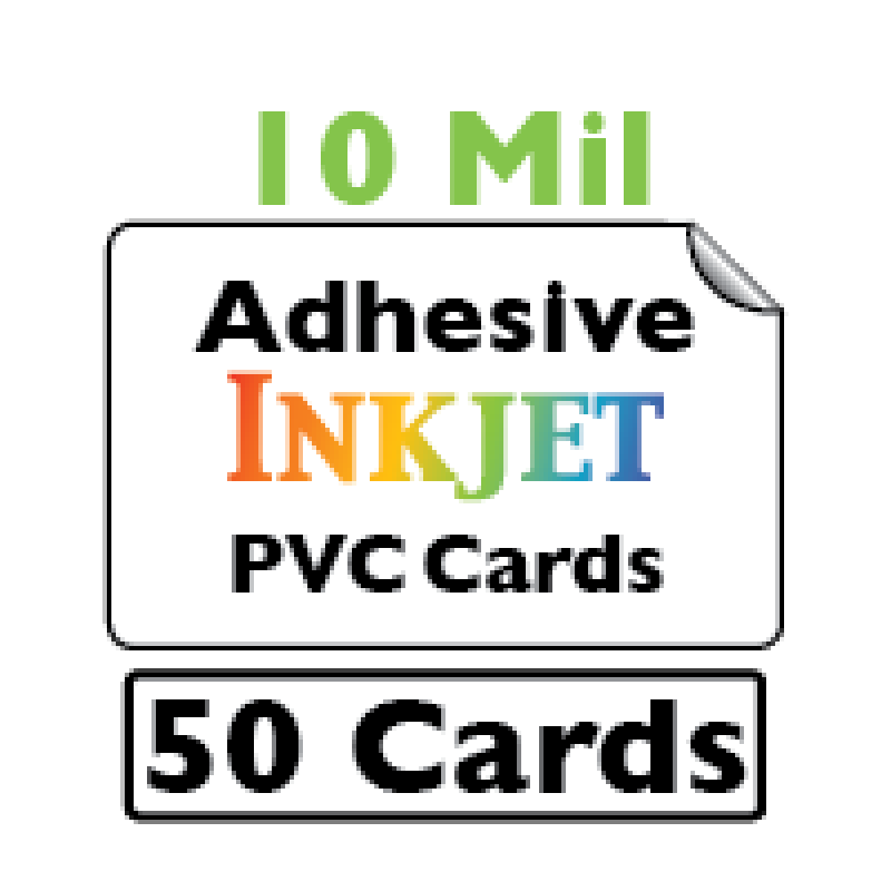 50 Inkjet PVC Cards with Adhesive Backing (10 Mil)