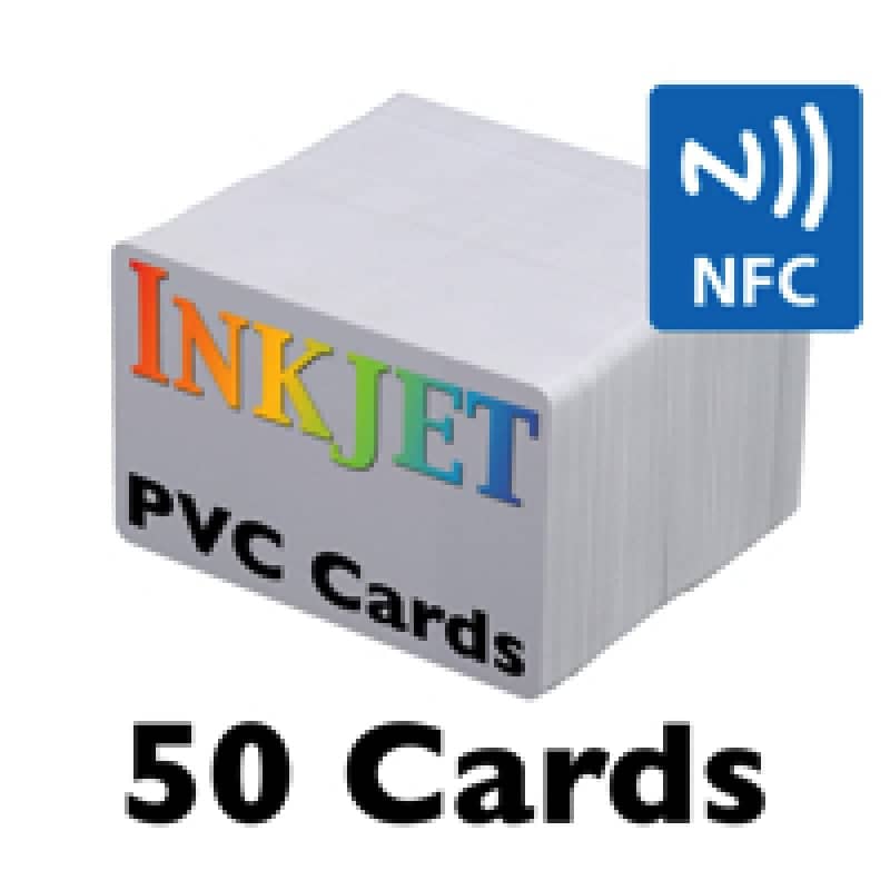 50 Inkjet PVC Cards with NFC Chip (NTAG215)