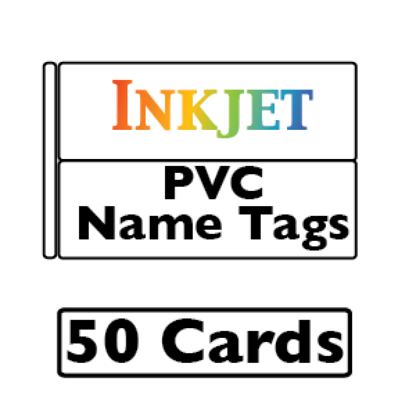 50 Inkjet PVC Name Tag Cards 3" - 2-Up