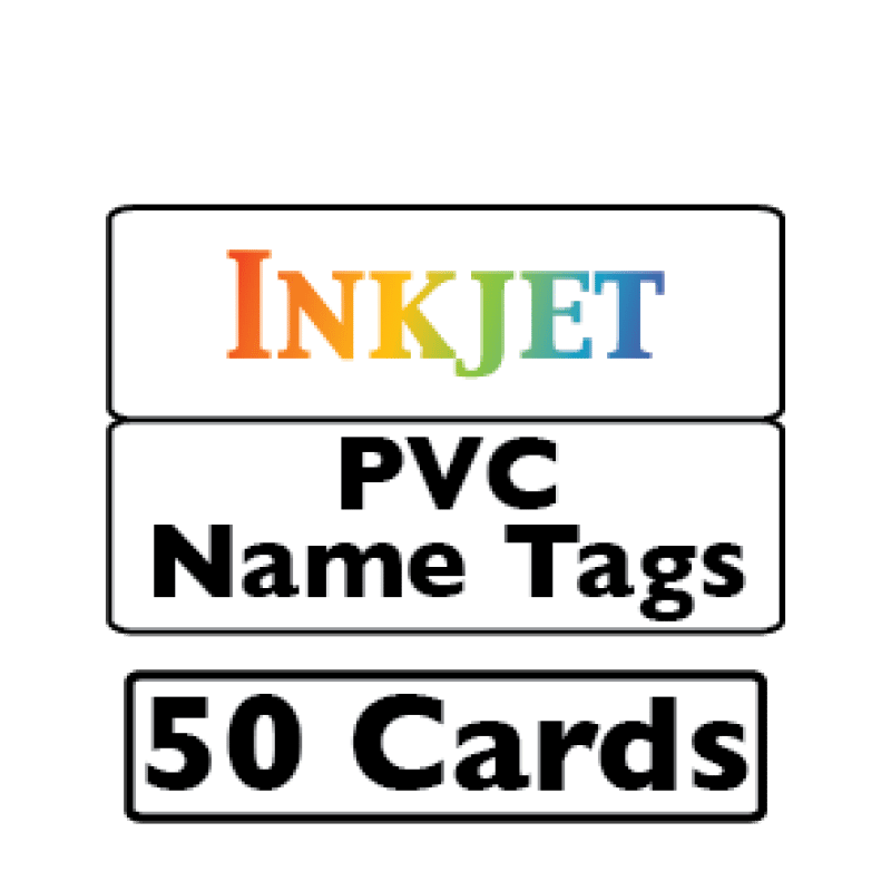 50 Inkjet PVC Name Tag Cards 3.375" - 2-Up