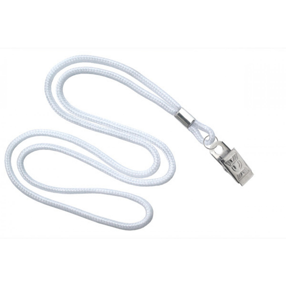 1/8" Round Lanyard with Bulldog Clip White