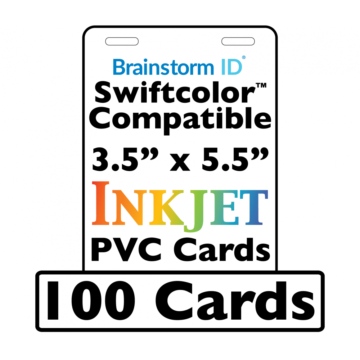 100 Conference Badge Size Inkjet Pvc Cards 3 5 X 5 5 Inch W 2 Slots For Swiftcolor Large Format Printers