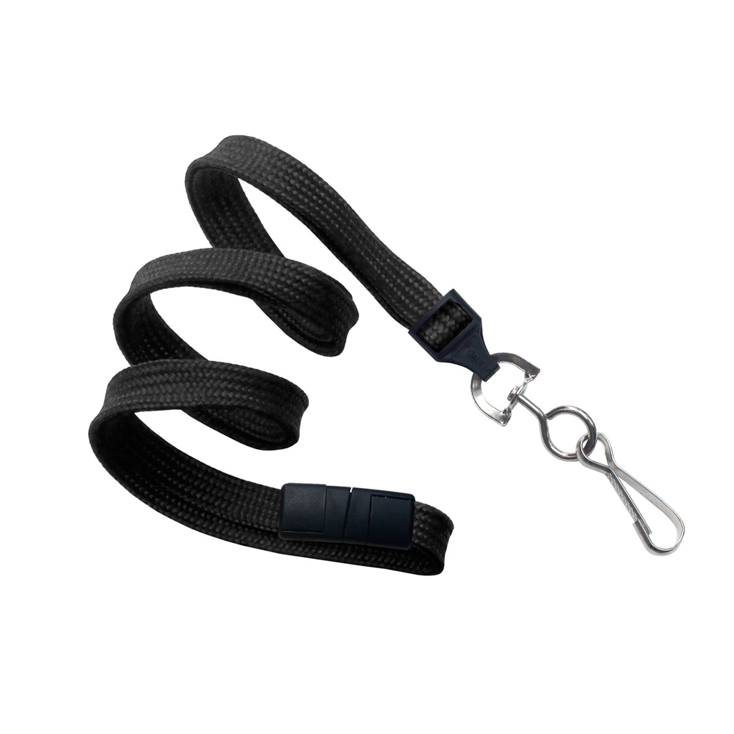 3/8" Flat Braid Breakaway Lanyard w/ Swivel JHook Black